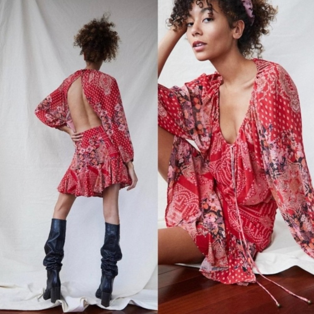 Free People Seven Wonders Minidress Red - Picture 2 of 3